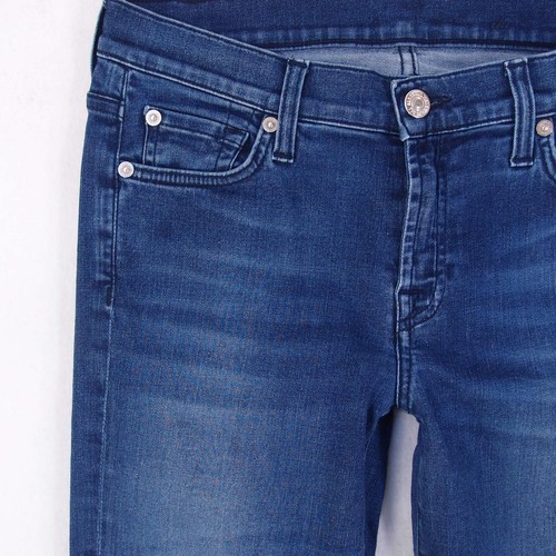 7 for All Mankind THE SKINNY Stretch Slim Skinny Blue Jeans W27 L32 Size 8 - Picture 2 of 7