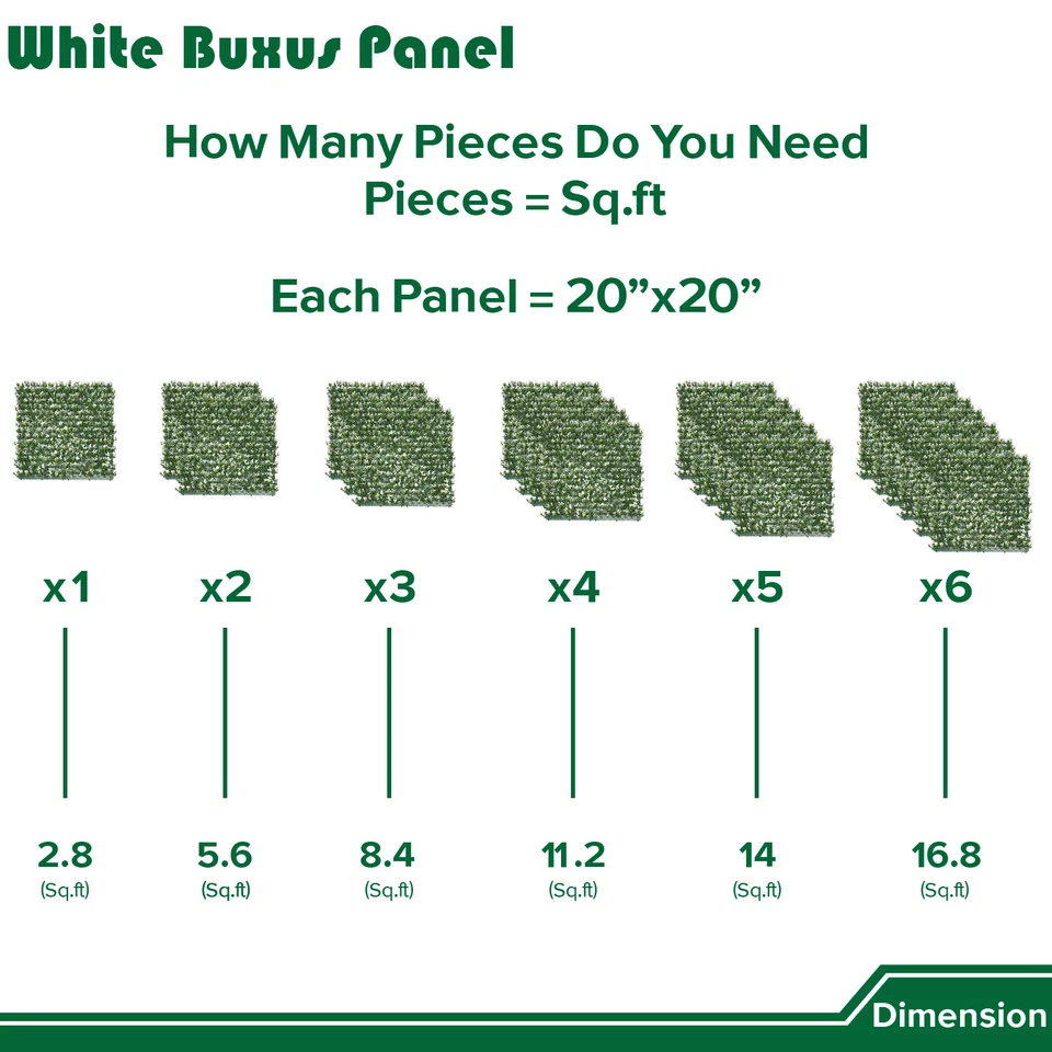 Valla de privacidad Buxus blanca sintética para plantas artificiales de 20" con tapetes de césped con cubierta trasera Foto 4 de 4