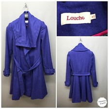 Louche London Women’s Purple Wool Rich Belted Coat Uk 8 Eur 36 Us 4