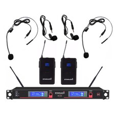 2CH UHF Wireless Microphone Audio Church Headset DJ Microphone Stage Karaoke Mic