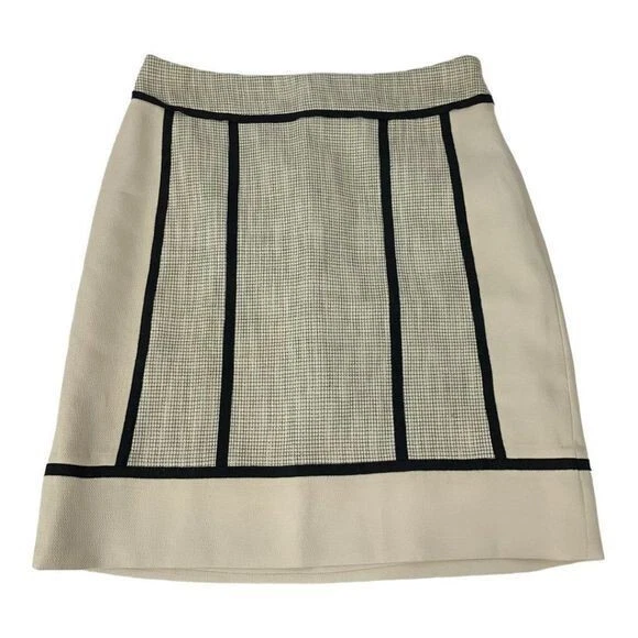 Ann Taylor Womens Size 2 Beige & Black Textured A-Line Skirt Polyester Blend