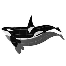 Orca Whale Porcelain Swimming Pool Mosaic (36" with Shadow)