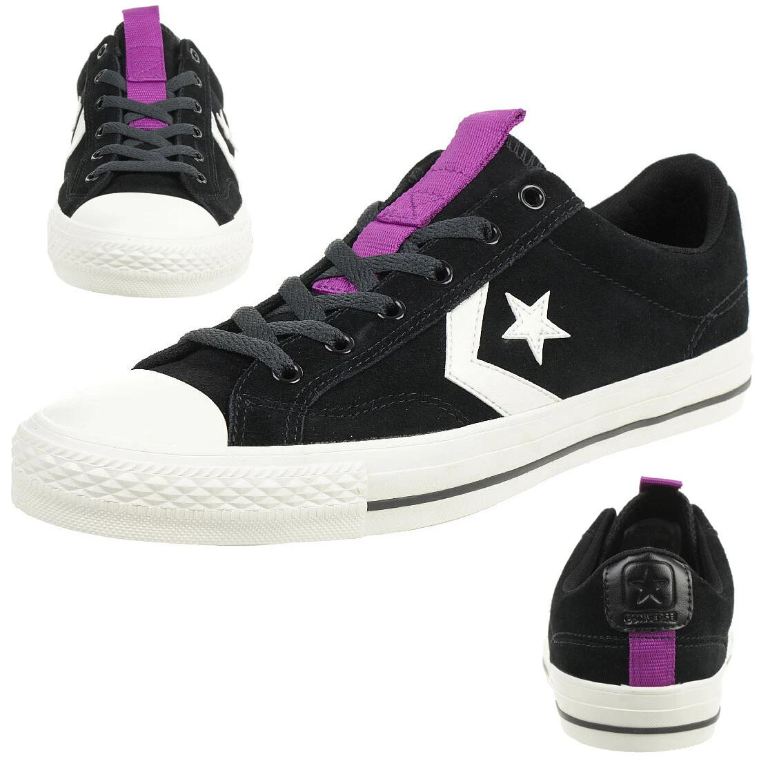Converse Star Player Ox Chaussures Baskets de Suede Noir 162567C