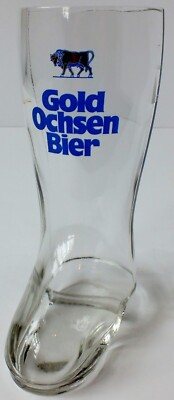 VINTAGE GOLD OCHSEN BIER BIER STIEFEL SCHUHGLAS. Sehr guter Zustand.