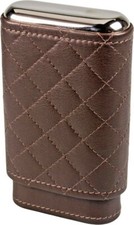 3 szt. cygara przesuwne etui skórzane brązowe / 135 mm / 24 mm ∅ / wkładka z drewna cedrowego