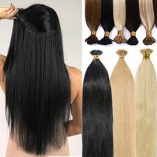 200 Strands I-Tip Stick Hair 100 Remy Human Hair Extensions Keratin Ring Beads