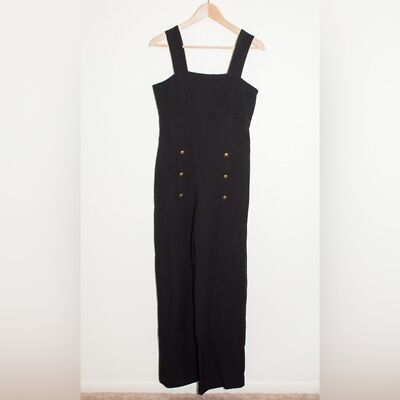 Forever 21 Black Wide-Leg Sailor Jumpsuit Sz Small NWT