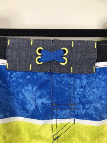 Cat & Jack Boys Size L Gray Yellow Blue Stripe Swim Shorts Trunks NWT Free Ship - Picture 2 of 4