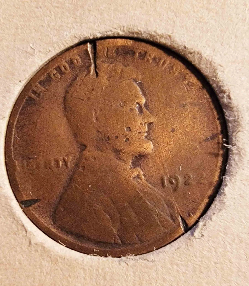 Lincoln Wheat 1c Cent Penny 1922-D Very Weak D Genuine Damage VG Detail - Image 4 of 4