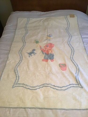 Vintage Chenille Krippe Decke Abdeckung Teddybär 41 x 59 Zoll mit Etikett