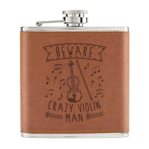Beware Crazy Violine Mann 170Ml Pu-Leder Flachmann Hellbraun Vatertag Boyfriend-image
