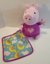 Peppa Pig Bedtime Talking Plush 11" Doll Fisher Price W Blanket Lovey Teddy 2012