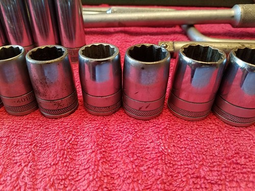 SK TOOLS SK WAYNE SK 1/2" DRIVE SAE SOCKET SET 27 PC 12 PT W/METAL BOX VTG USA - Bild 18 von 24