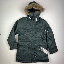 Schott Nyc Womens N3-bw Fur Lined Hood Parka Jacket Coat Chrcoal Grey New Ds S