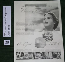 Vintage Ad Coty Face Powder, Air Step Shoes, Kohler Sink, 1938