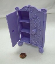 Dollhouse Pretty Purple Wardrobe 5" Tall For Dolls Plastic Bedroom Furniture