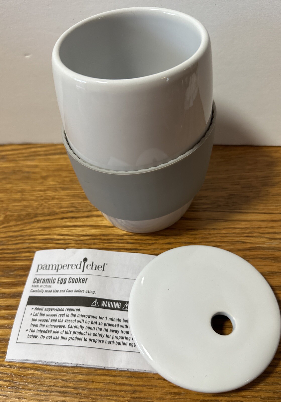 Egg Cooker Pampered Chef Ceramic with Directions and Recipes New In Box