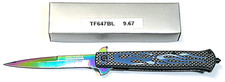 TAC FORCE BLUE FLAME ASSISTED OPENING RAINBOW BLADE STILETTO KNIFE TF647BL