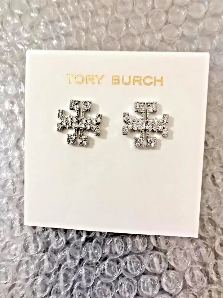Tory Burch Kira zircon Logo Stud Earrings | Giftable Free Shipping - Image 2 of 2