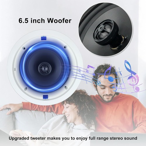 Herdio 4" Home Bluetooth Ceiling Speakers 160W + In Wall USB Amplifier Receiver - Picture 2 of 13