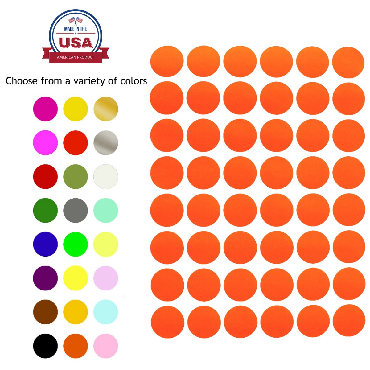 5 Different Color Coding Dot Stickers 12.7 Mm 0.5 Inch Round 1000 Each