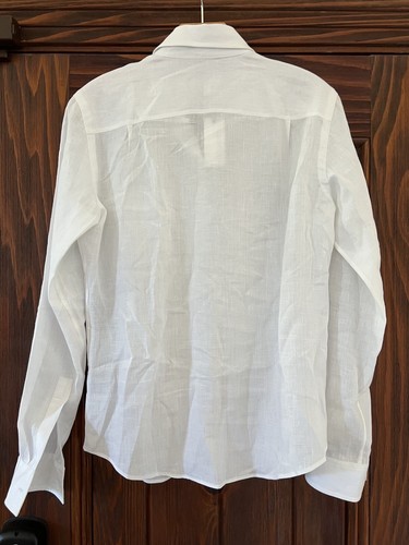 Sz 2 Sarah Alexandra Women Linen White Long Sleeve Button-Down Shirt Canada $295 - Picture 8 of 10