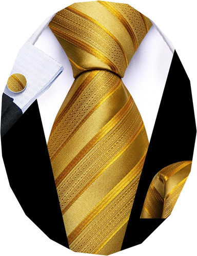 Stripe Men Ties Set Classic WOVEN Necktie with Handkerchief Cufflinks Formal - Picture 78 of 83