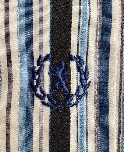 Bugatchi Uomo Long Sleeve Blue Black Stripe Button Down Shirt Men's Large - Picture 6 of 10