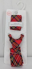Wonder Nation 2 Piece Set Red Plaid Zip Tie  Pocket Square Kids Ages 3 New