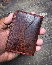 Handmade Real Leather Credit Card Wallet - Slim, Durable, Made in USA