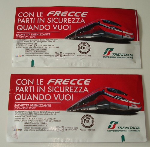 Lot of 2 Trenitalia Frecce Souvenir - NEW Sealed Cleansing Wipes - 第 1/2 張圖片