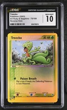 CGC 10 GEM MINT Treecko 2003 EX Ruby & Sapphire 75/109 Reverse Holo Pokemon Card