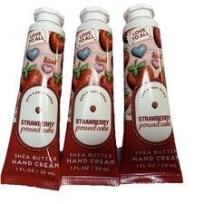 Bath Body Works - Strawberry Pound Cake Hand Cream 1 Oz Set Of 3
