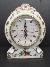 Royal Albert Old Country Roses Ceramic 8" Desk Victorian Style Clock Tested