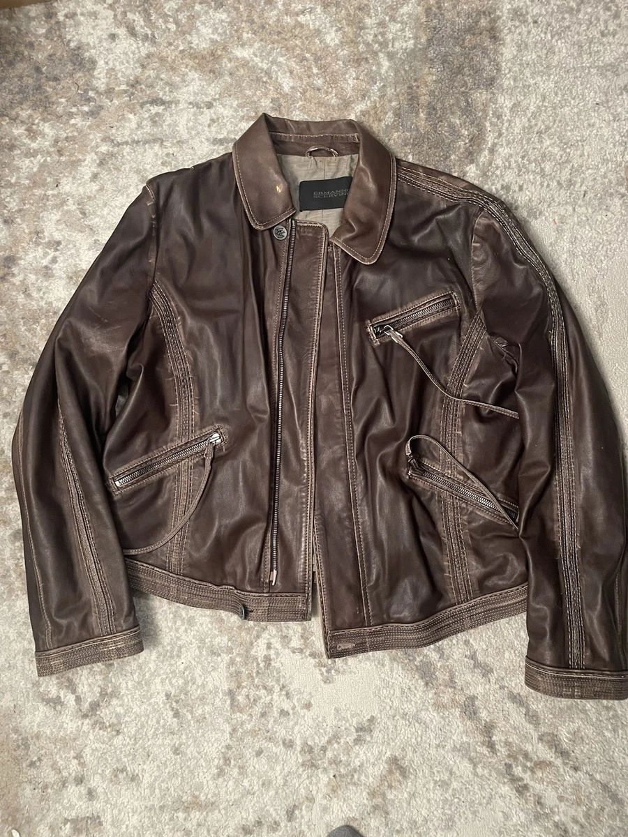 ERMANNO SCERVINO】ベージュ レザーライダージャケット ERMANNO