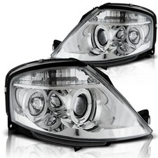 LED Angel Eyes Scheinwerfer passend f&uuml;r Citroen C3 02-09 chrom