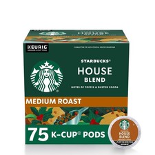 Starbucks K-Cup Coffee Pods, Medium Roast, House Blend for Keurig Coffee 75 Pods