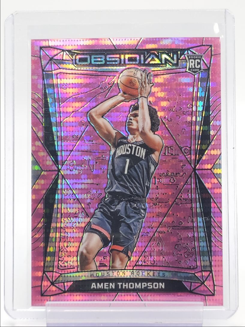 AMEN THOMPSON 2023-24 OBSIDIAN ROOKIE PINK PULSAR ROCKETS RC Q5190