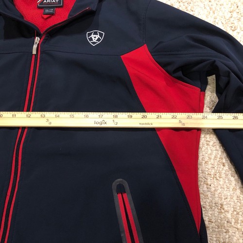 Giacca uomo Ariat Logo Team Softshell blu navy/rosso/bianco full zip taglia XXL - Foto 4 di 12