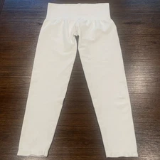 SPANX Assets Red Hot Label Sz 1X White Denim Wash Seamless Leggings 26.5"L