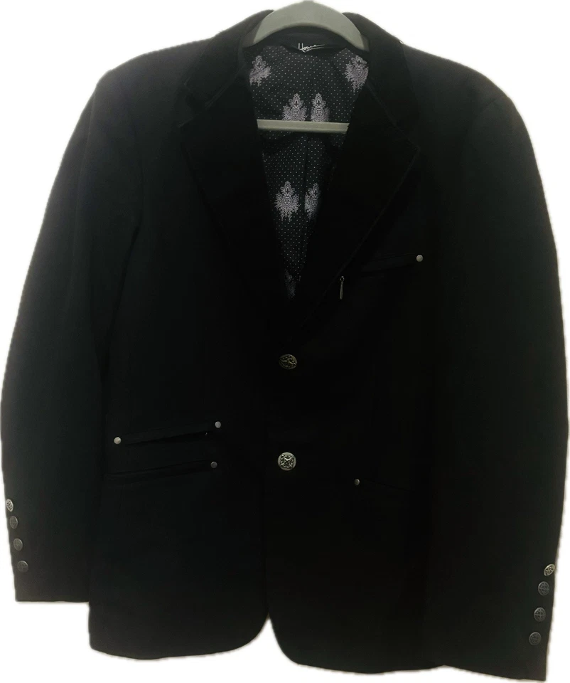 House of Howe Mens Black Jacket Blazer 38 Goth Punk Grunge Retro - Image 4 of 4
