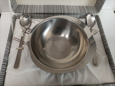 CIOTOLA INOX MORINOX FORMA MELA CON POSATE PORTAFRUTTA NATALE CENTROTAVOLA