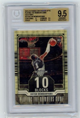 2023-24 Contenders Optic VICTOR WEMBANYAMA 1/1 Gold Vinyl RC BGS 9.5 GEM MINT