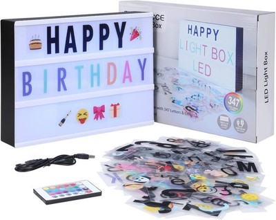 LED Lightbox mit 16 Farbwechsel, 4 Blitzmodi, 262 Buchstaben,85 Emojis,