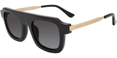 Diff Alden Women's Black Flat Top Square Sunglasses w/ Metal Temples SDFALDE490
