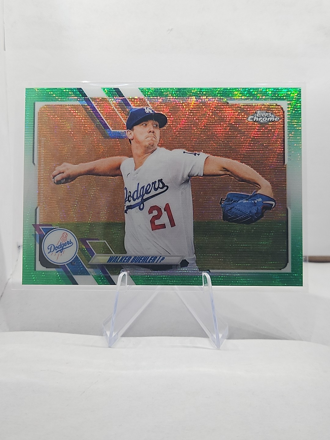 2021 Topps Chrome - Walker Buehler #157 Green Wave Refractor /99