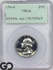 1964 Washington Quarter PCGS PR 66 ** Premium Quality Old Green Rattler!