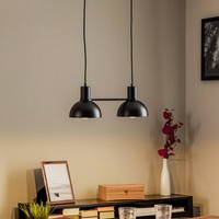 Lucande Pendelleuchte 'Mostrid' (Design, Modern) In Schwarz Aus Metall (2 Flammi