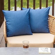Outdoor Waterproof Throw Pillow Covers Set of 20" x 20" Pack of 2 Dark Blue