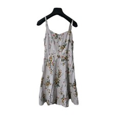 Old Navy Linen Blend Sleeveless Dress Floral Smocked Back Sz Medium 